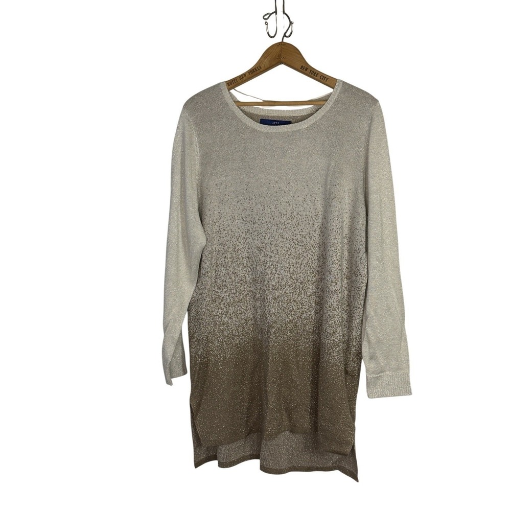 Apt 9 Tan, ivory Ombre sparkle Sweater‎ with snood Size XXLarge